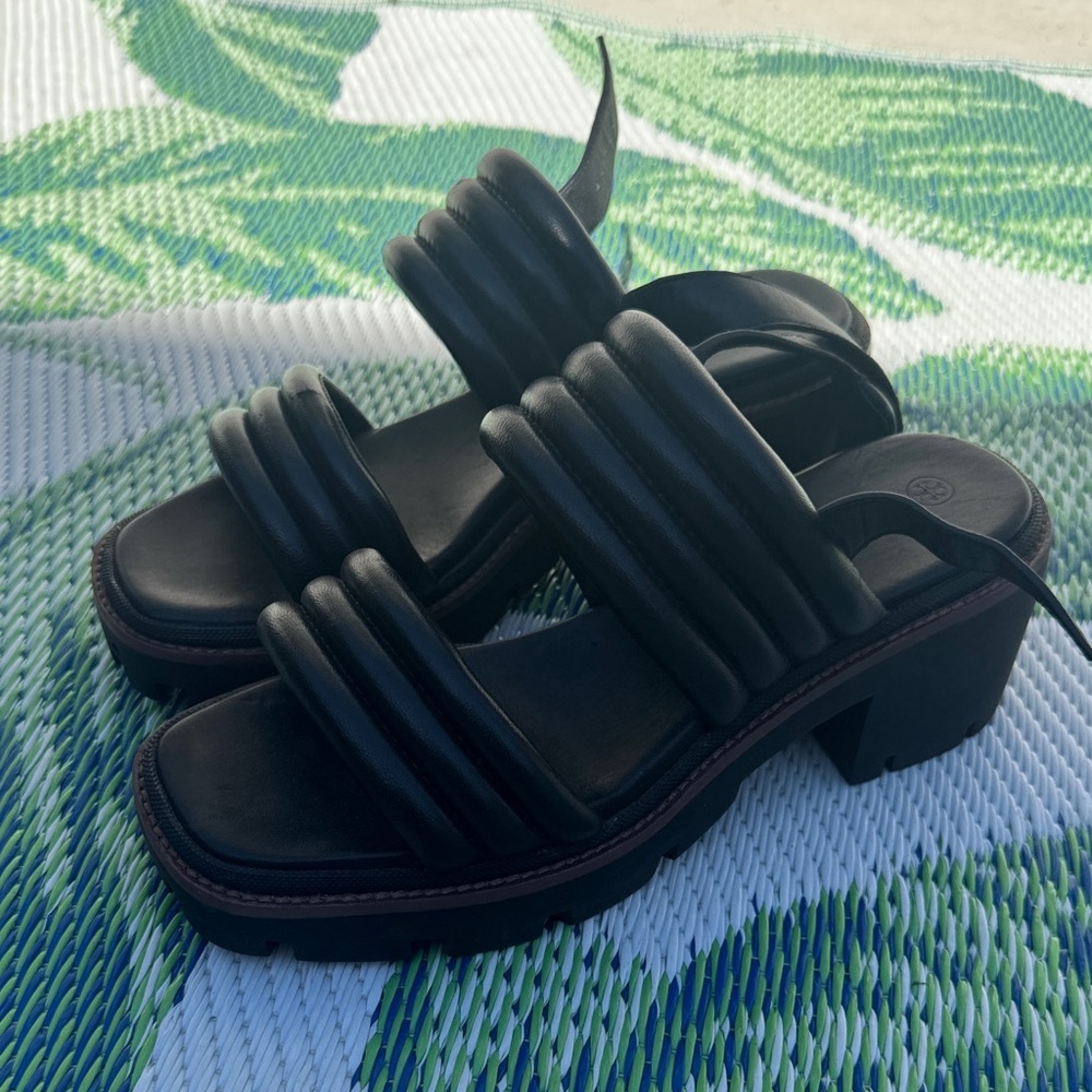 Tory Burch Black Chunky Heel Sandals